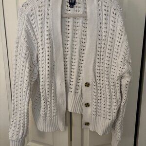 Gap White Crochet Cardigan